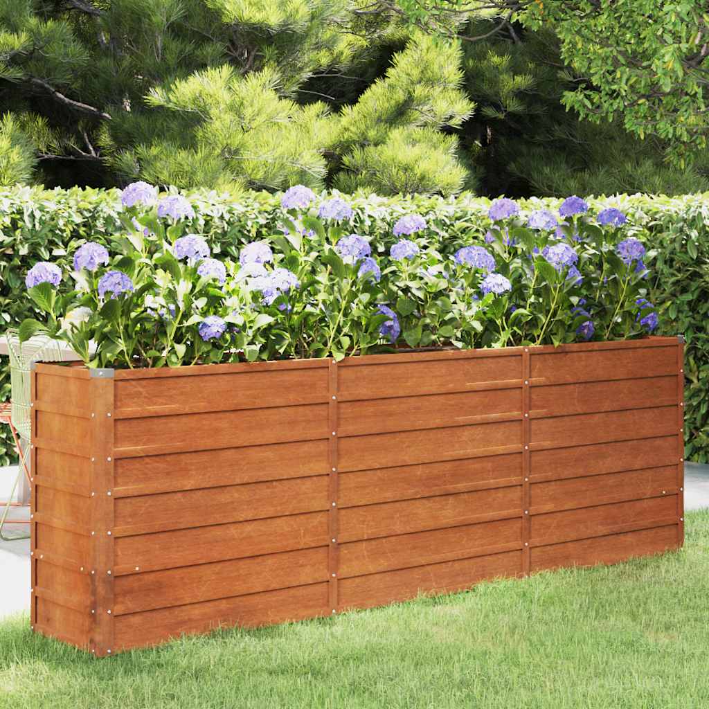 Corten Steel Raised Garden Bed 240cm Rusty | HomeAndLiving