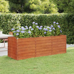 Corten Steel Raised Garden Bed 240cm Rustic | HomeAndLiving