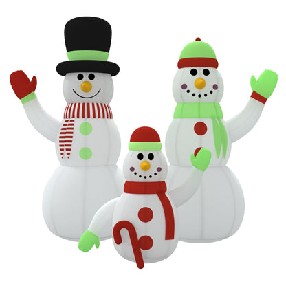 Inflatable Snowman Family with LEDs - 400×190×360cm