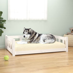 Dog Bed White Solid Wood