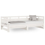 Pull-out Day Bed White Solid Wood Pine Single Size