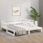 Pull-out Day Bed White Solid Wood Pine