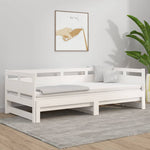 Pull-out Day Bed White Solid Wood Pine Single Size