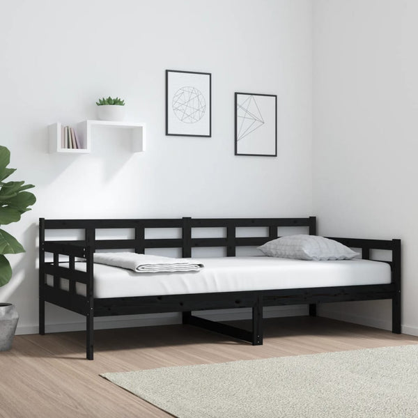  Day Bed Black Solid Wood Pine