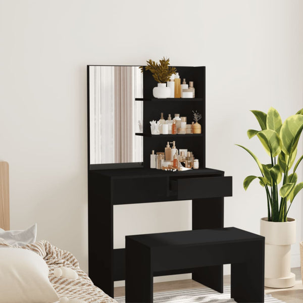  Dressing Table with Mirror Black