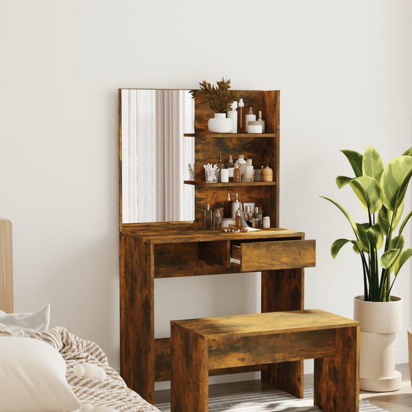  Dressing Table with Mirror Smoked Oak