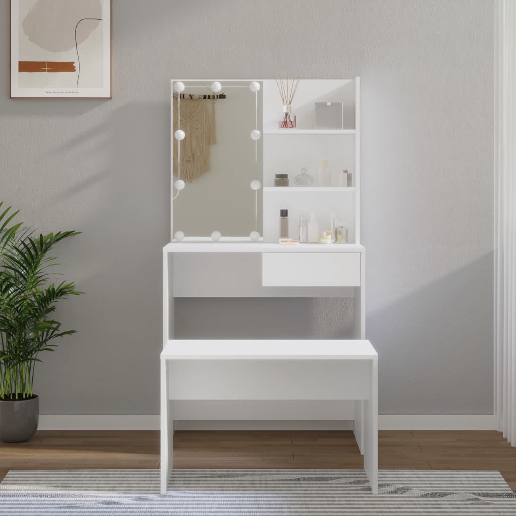 Dressing Table Set with LED White /Engineered Wood