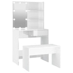 Dressing Table Set with LED High Gloss White