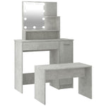 Dressing Table Set with LED Concrete Engineered Wood
