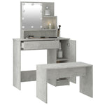 Dressing Table Set with LED Concrete Engineered Wood