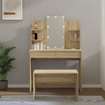 Dressing Table Set with LED Sonoma Oak