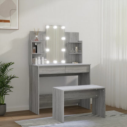 Dressing Table Set with LED Sonoma Engineered Wood
