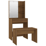 Dressing Table Set with LED Brown Oak Engineered Wood