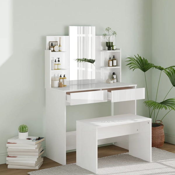  Dressing Table Set High Gloss - White