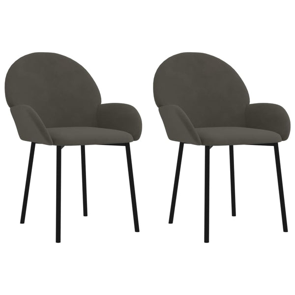  Dining Chairs 2 pcs Dark Grey Velvet