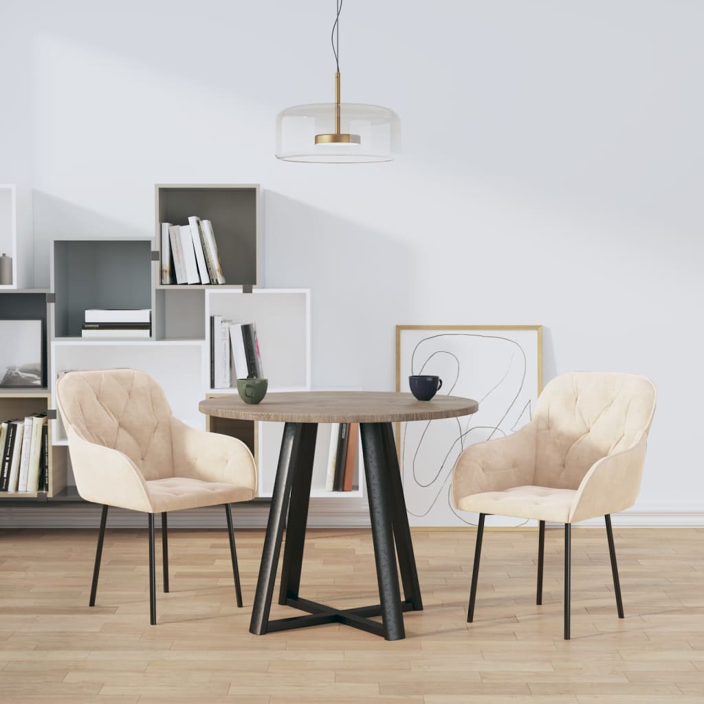 Dining Chairs 2 pcs Cream Velvet
