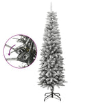 Artificial Slim Christmas Tree with Flocked Snow 180 cm PVC&PE