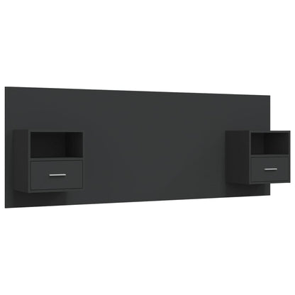Bed Headboard with Cabinets Black Engineered Wood