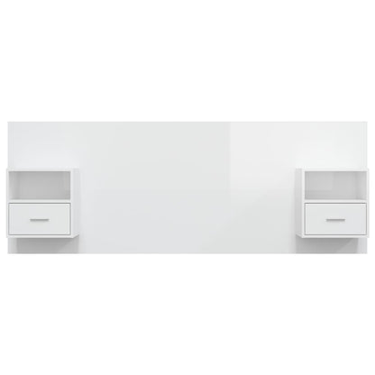 Bed Headboard with Cabinets High Gloss White Engineered Wood