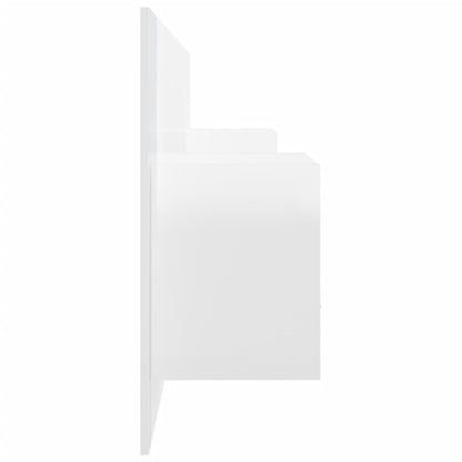 Bed Headboard with Cabinets High Gloss White Engineered Wood