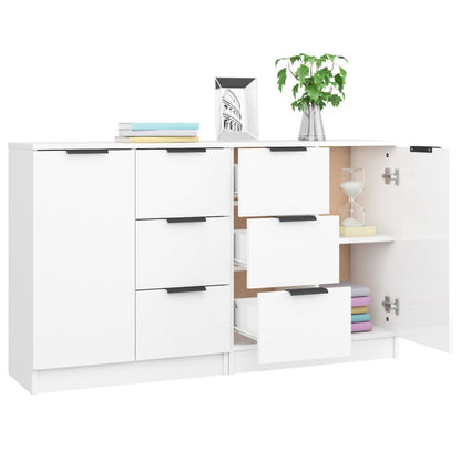Sideboards 2 pcs High Gloss White Engineered Wood