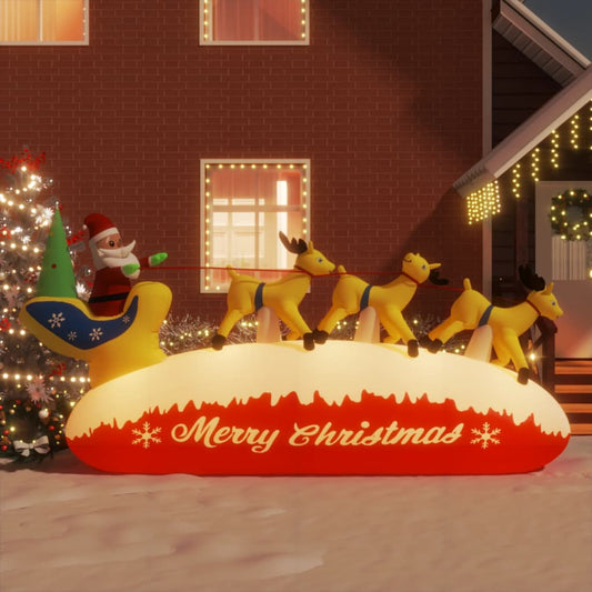 Christmas Inflatable Santa and Reindeer Decoration LED - 285×77×145cm