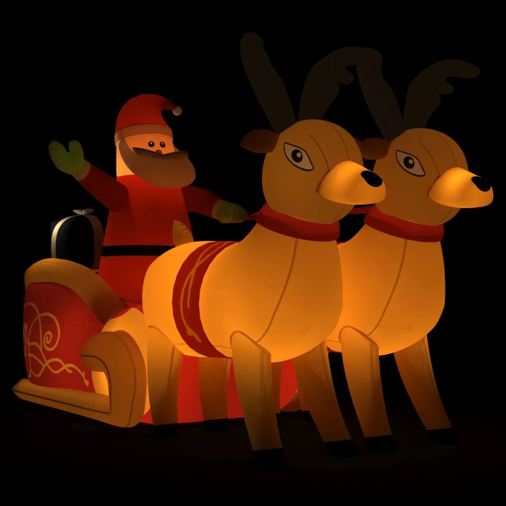 Christmas Inflatable Santa and Reindeer Decoration LED - 220×105×130cm
