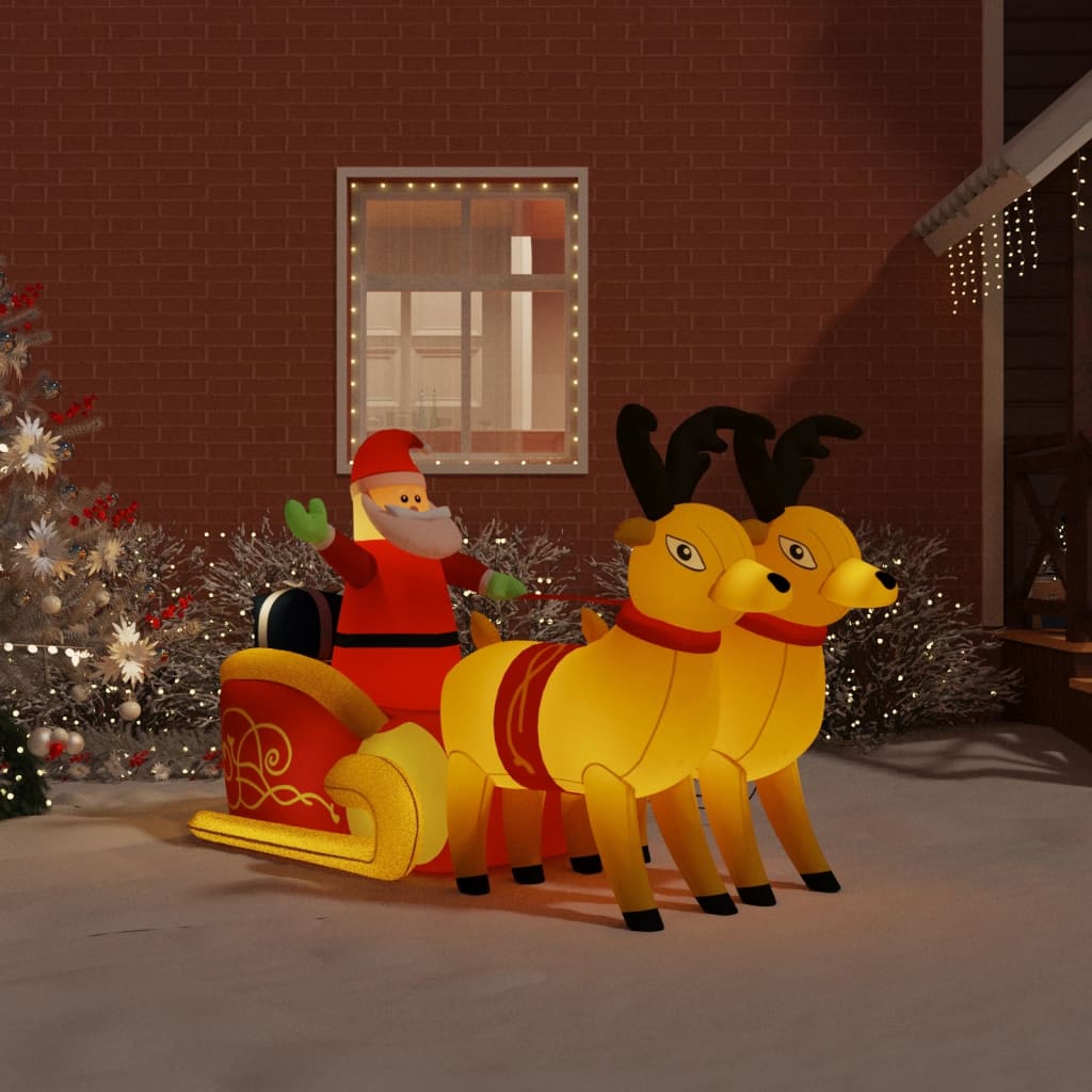 Christmas Inflatable Santa and Reindeer Decoration LED - 220×105×130cm