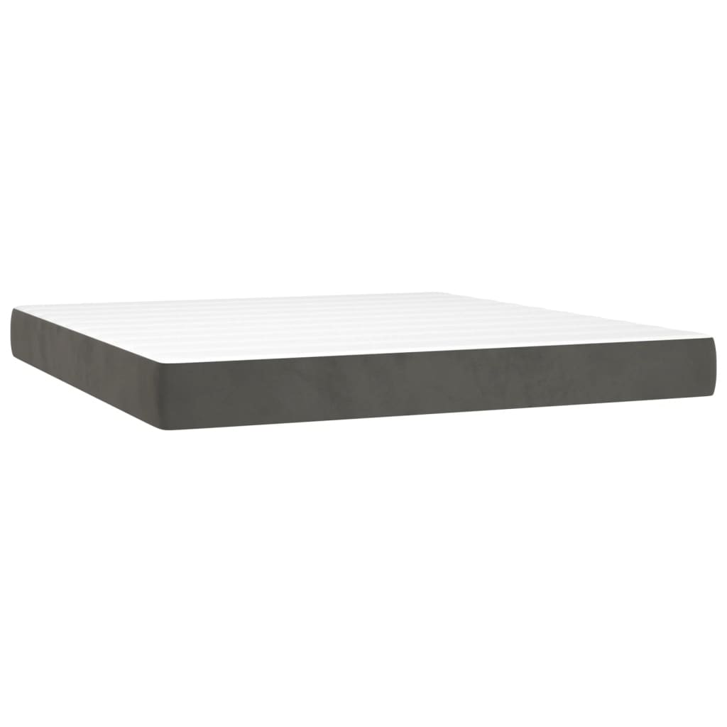 Dark Grey Queen Pocket Spring Mattress Medium Firm Velvet Fabric Foam