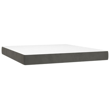 Dark Grey Queen Pocket Spring Mattress Medium Firm Velvet Fabric Foam