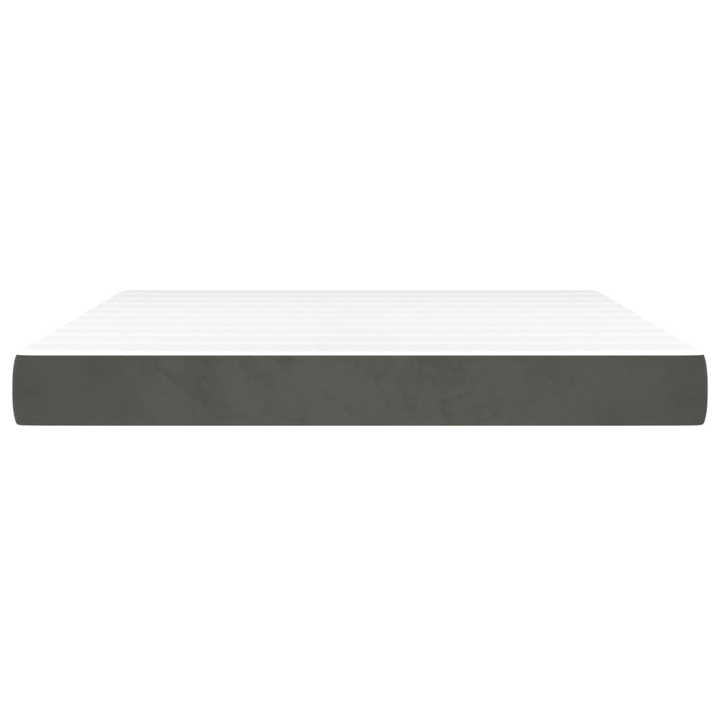 Dark Grey Queen Pocket Spring Mattress Medium Firm Velvet Fabric Foam