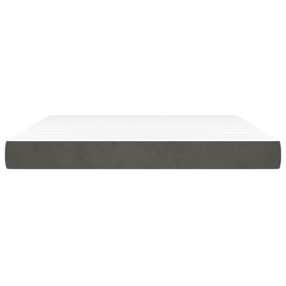 Dark Grey Queen Pocket Spring Mattress Medium Firm Velvet Fabric Foam