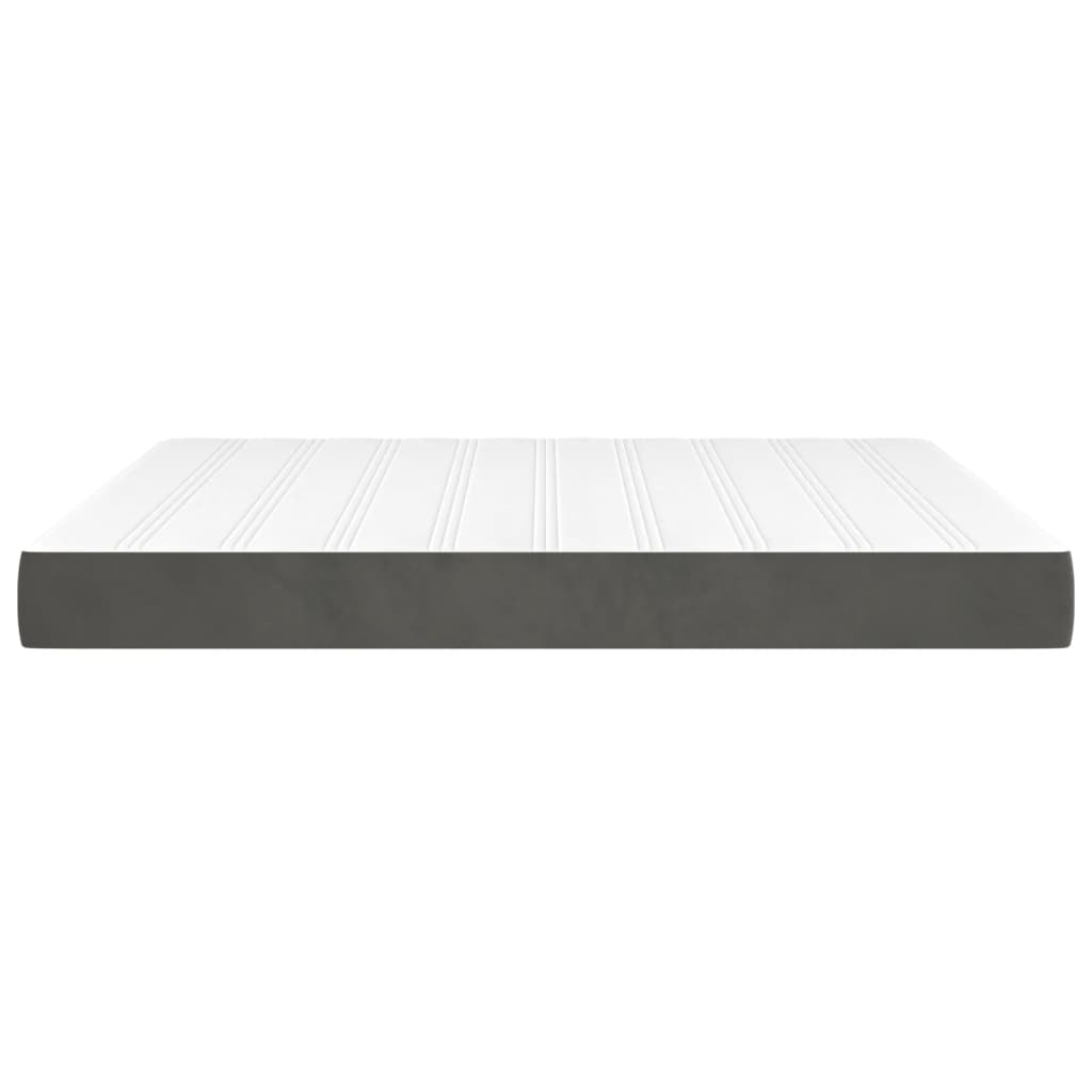 Dark Grey Queen Pocket Spring Mattress Medium Firm Velvet Fabric Foam