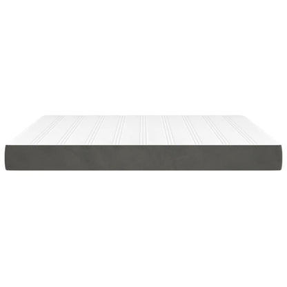 Dark Grey Queen Pocket Spring Mattress Medium Firm Velvet Fabric Foam