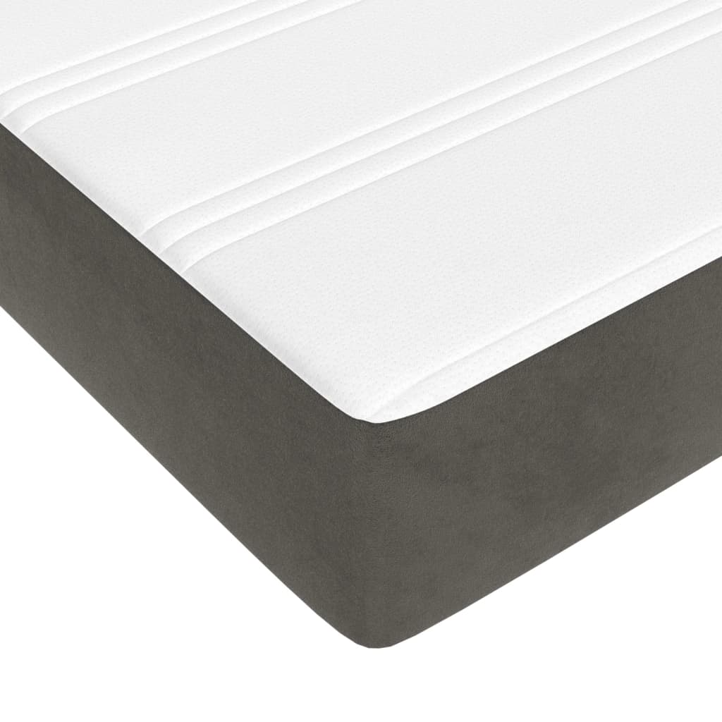 Dark Grey Queen Pocket Spring Mattress Medium Firm Velvet Fabric Foam