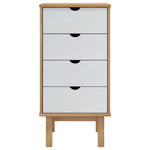 Modern Drawer Cabinet OTTA Brown&White Solid Wood Pine