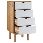 Modern Drawer Cabinet OTTA Brown&White Solid Wood Pine