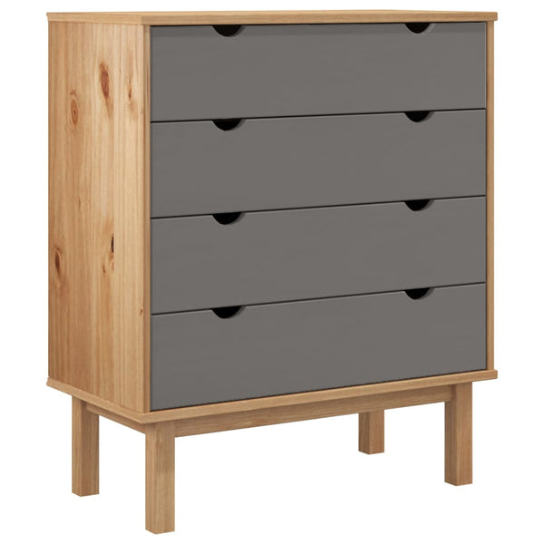  Drawer Cabinet OTTA Brown&Grey Solid Wood Pine