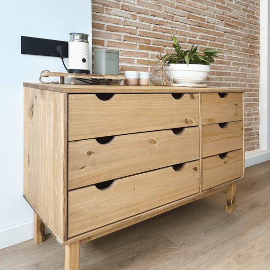 Drawer Cabinet OTTA Brown&White Solid Wood Pine - 111×43×73.5cm