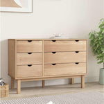 Drawer Cabinet OTTA Brown&White Solid Wood Pine