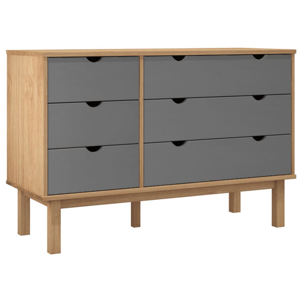  Drawer Cabinet OTTA Brown&Grey -Solid Wood Pine