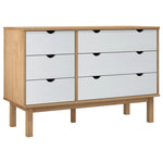 Drawer Cabinet OTTA Brown&White Solid Wood Pine