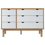 Drawer Cabinet OTTA Brown&White Solid Wood Pine