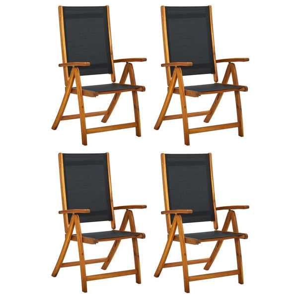  Folding Garden Chairs 4 pcs Solid Wood Acacia and Tetilene