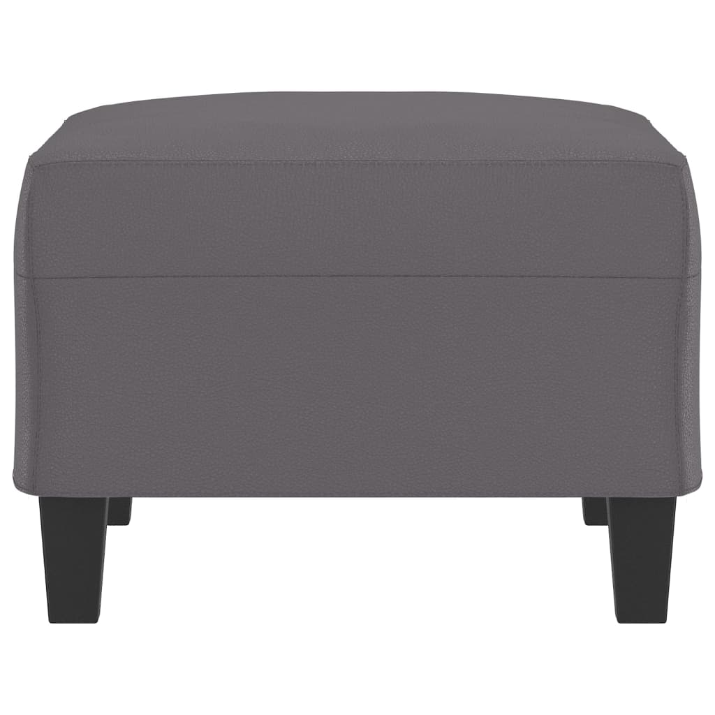 Footstool Grey Faux Leather