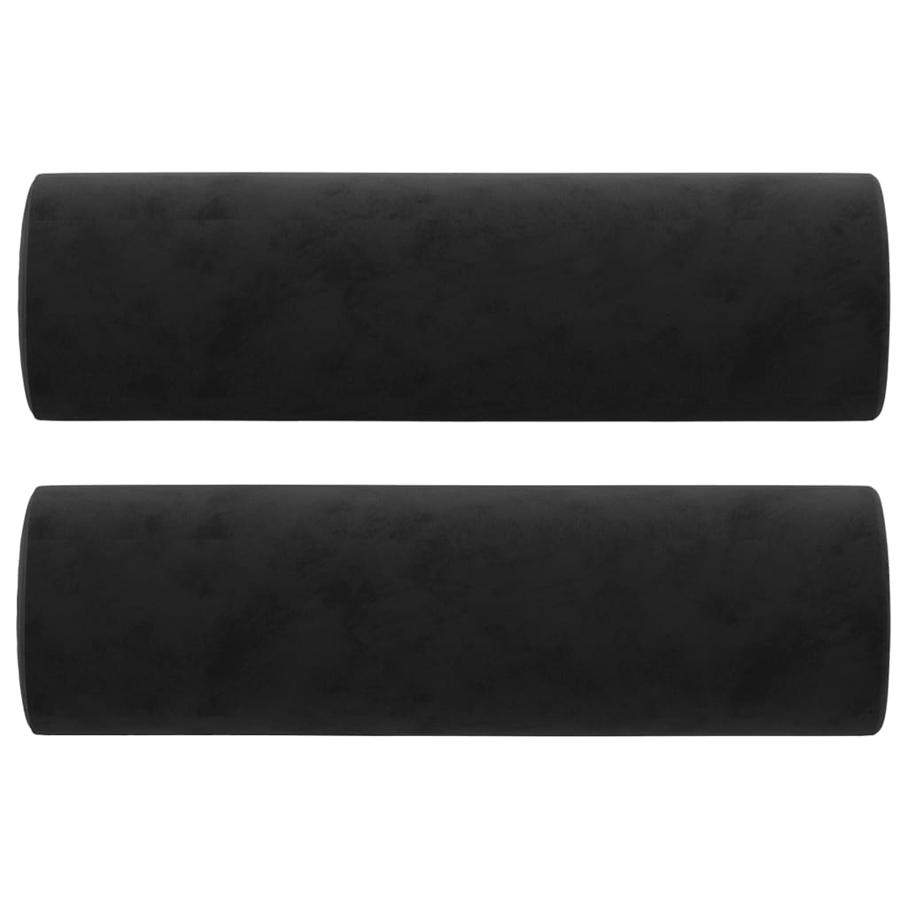 Black Velvet Bolster Pillows Set 2 | HomeAndLiving