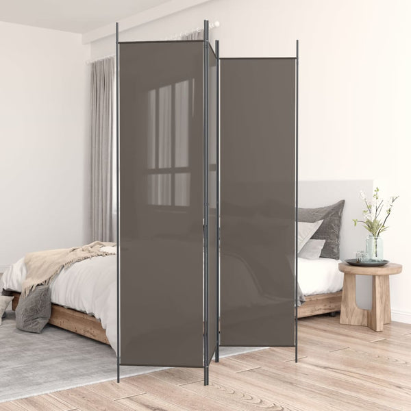  3-Panel Room Divider Anthracite Fabric