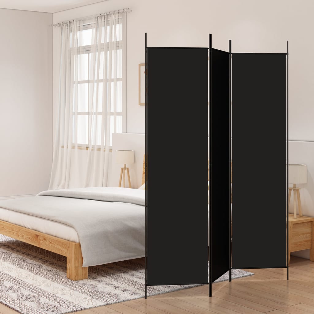 3-Panel Room Divider Black 150x200cm | HomeAndLiving