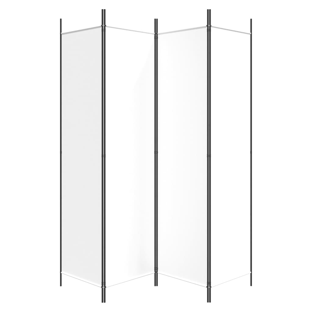 4-Panel Room Divider White 200x200cm Fabric | HomeAndLiving