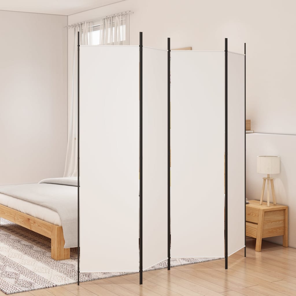 4-Panel Room Divider White 200x200cm Fabric | HomeAndLiving